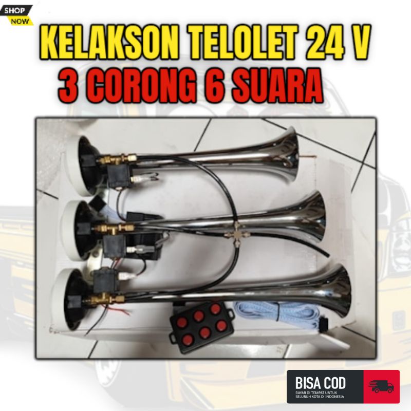 Jual Klakson Kelakson Mobil Telolet 3 Corong 6 Nada Truk 24 Volt Vol ...