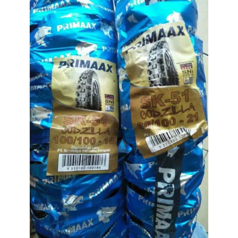 ban trail primaax godzilla sk-51 ring 18/21 sepasang dpn/blkg ukuran 100-100/18 dan 80-100/21