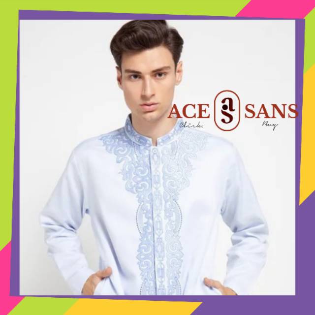 Busana Koko Pria Moslem Arjuna Weda Batik Ukiran Biru | Busana Koko | Koko Pria | Arjuna Weda | Ori