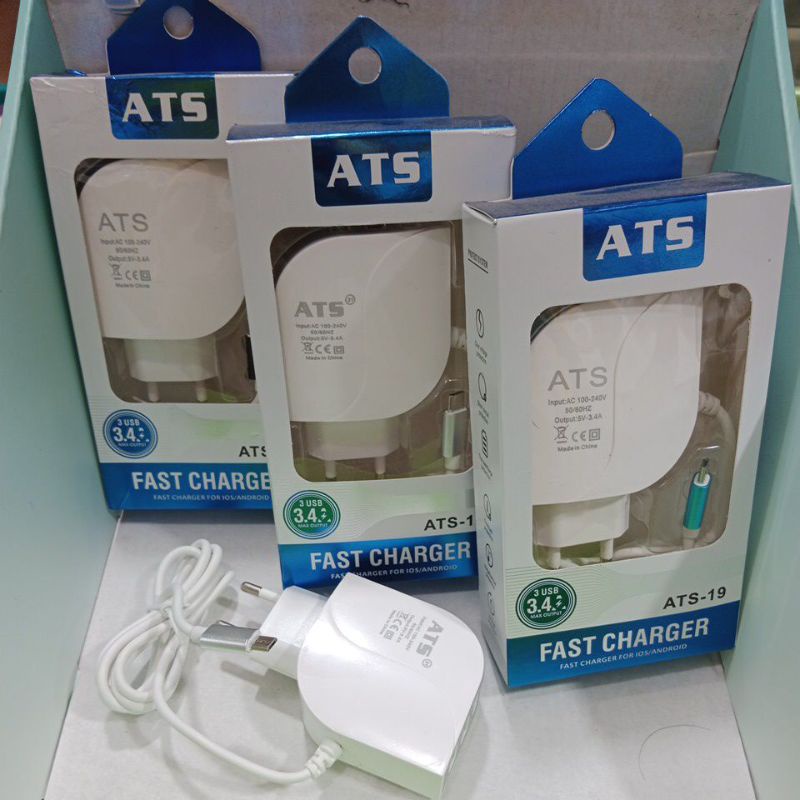 Charger Ats 3 usb Fast charging 3.0A(ATS-19)3.4Max output