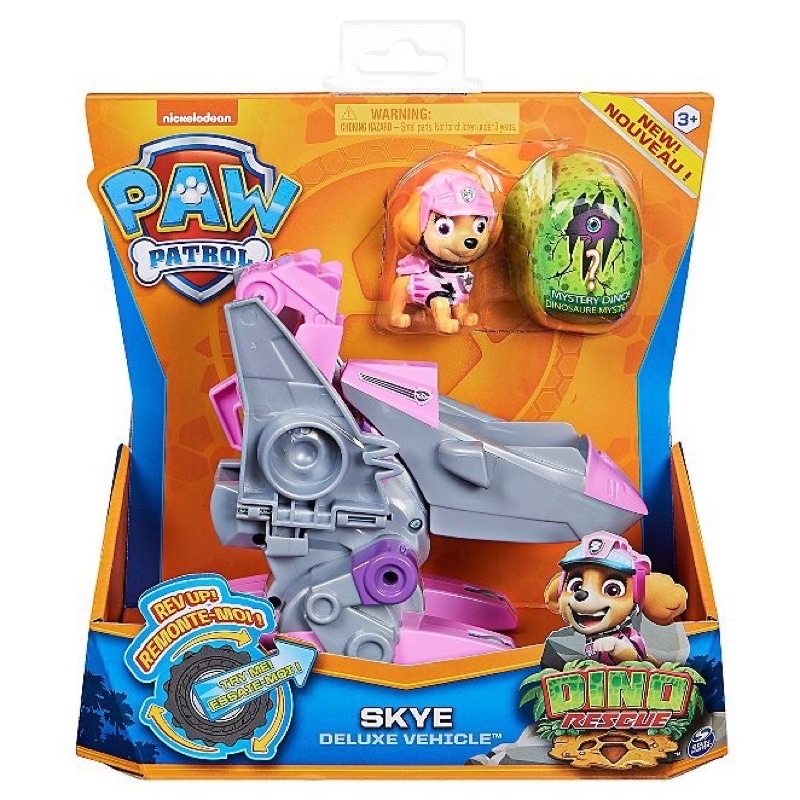 Paw Patrol Dino Rescue Skye Deluxe Rev Up Vehicle with Mystery Dino Mainan Original