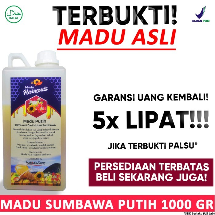 

(BISA COD) Harmonis Madu Putih Sumbawa 1Kg 1000Gr ASLI By Indokuliner