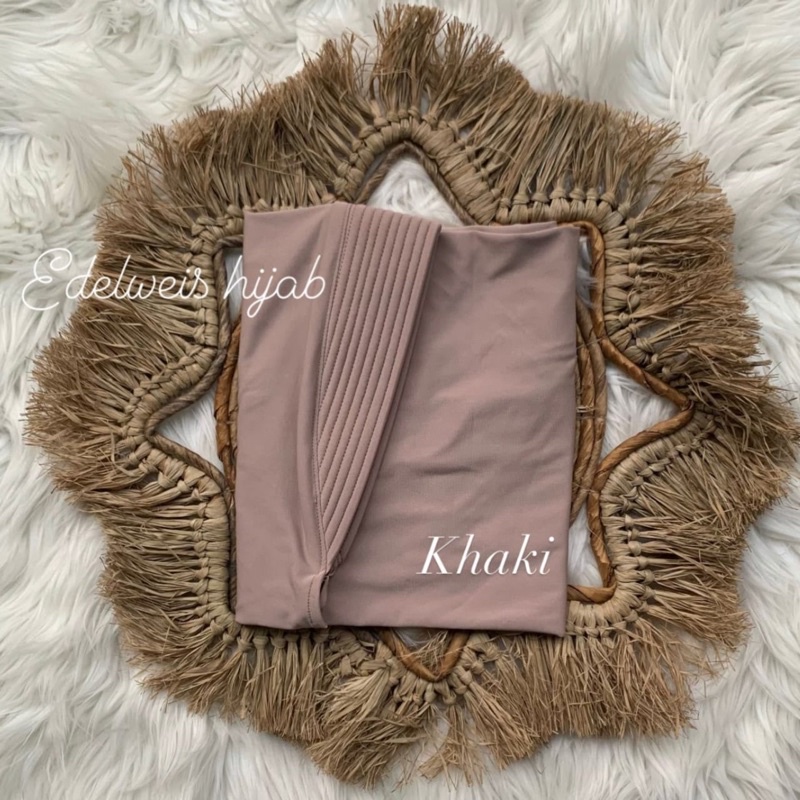 Bergo Hamidah ( ORI ) / Bergo Jersey Menutup Dada / Hijab Instan Jersey-Khaki