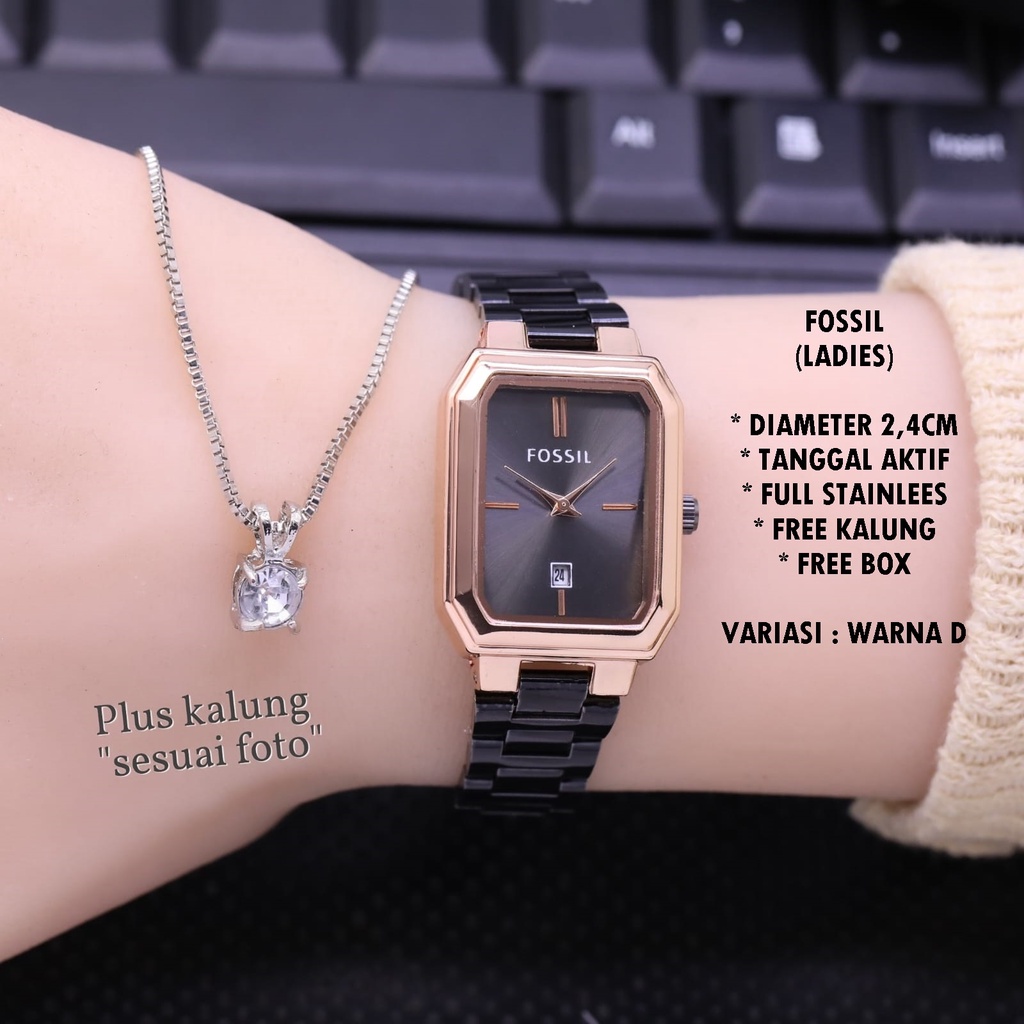 (BISA COD) JAM TANGAN FASHION RANTAI BODY SEGI TANGGAL AKTIF FREE KALUNG