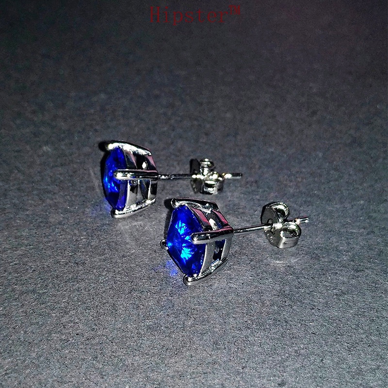 Popular Sapphire Fashion Starry Sky Blue Colorful Crystals Ear Studs