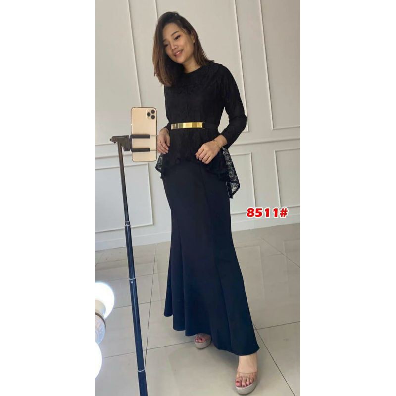 8511# longdress fashion ekor pesta/+FREE BELT BESI