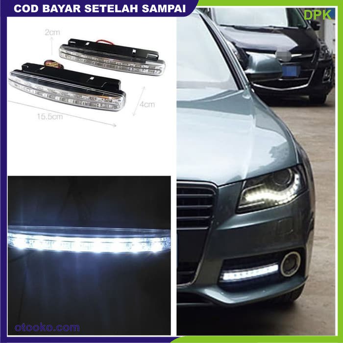 Lampu Fog Lamp Daytime Running Light DRL Mobil 8 LED 6000K 12V 1Pcs