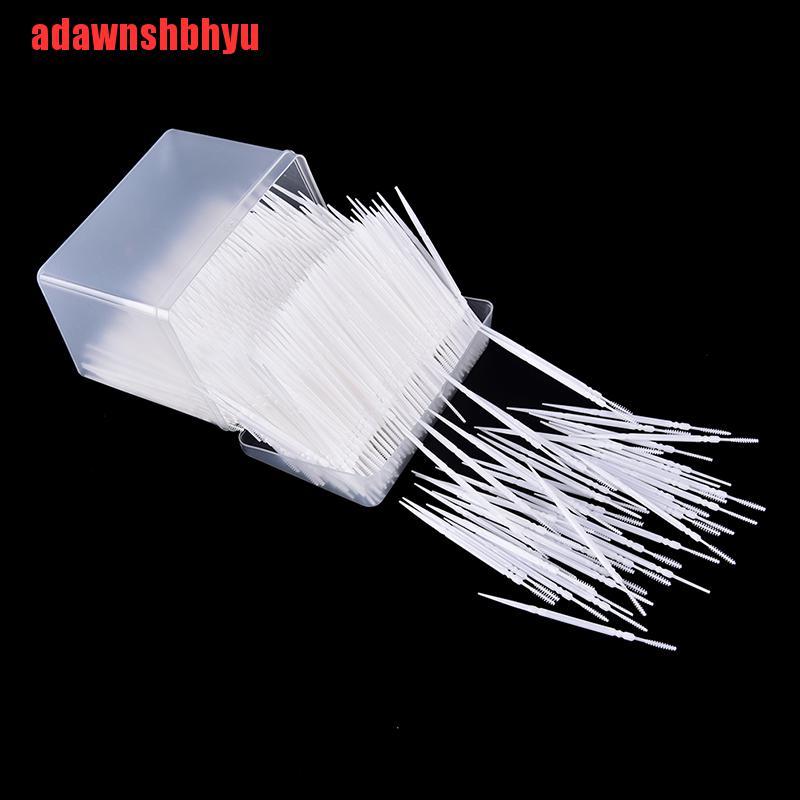 (Adawnshbhyu) 1100pcs Tusuk Gigi 2 Sisi Interdental Bahan Plastik Untuk Kebersihan Mulut