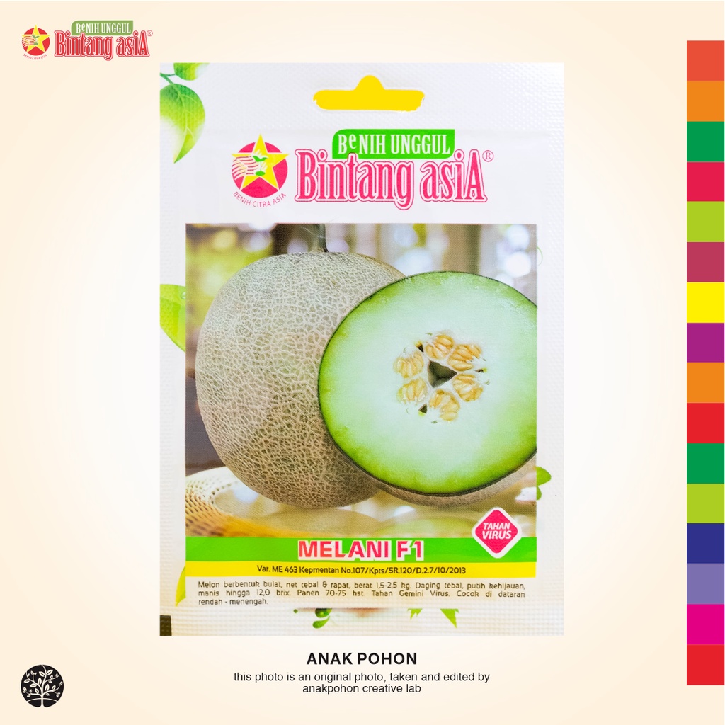 (1 PACK) Benih Melon MELANI F1 Hibrida Melon Hijau Manis Seeds - BINTANG ASIA - 0,5 GRAM