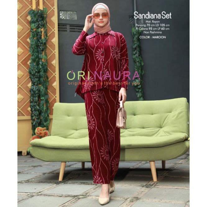 ONE SET 2in1 SANDIANA (ATASAN  + CELANA ) / PIYAMA RAYON / PJAMAS TIE DYE / SETELAN WANITA KEKINIAN