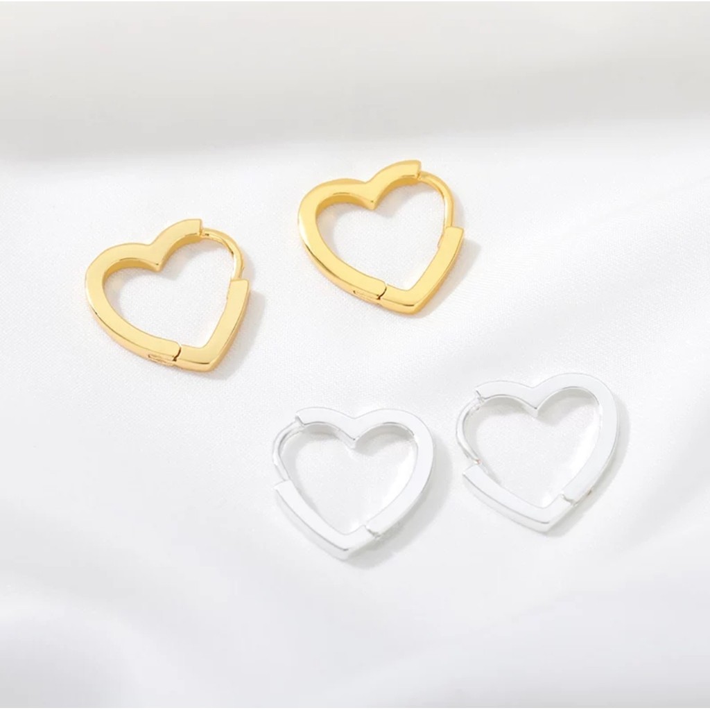 Anting Jepit Titanium Pola Lingkaran Hati Sederhana Tersedia Warna Rosegold, Gold dan Silver