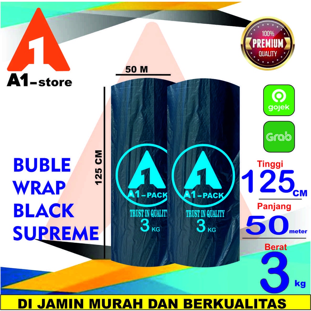 

PLASTIK BUBBLE WRAP 125CM X 50M 3 KG A1 PACK HITAM SUPREME