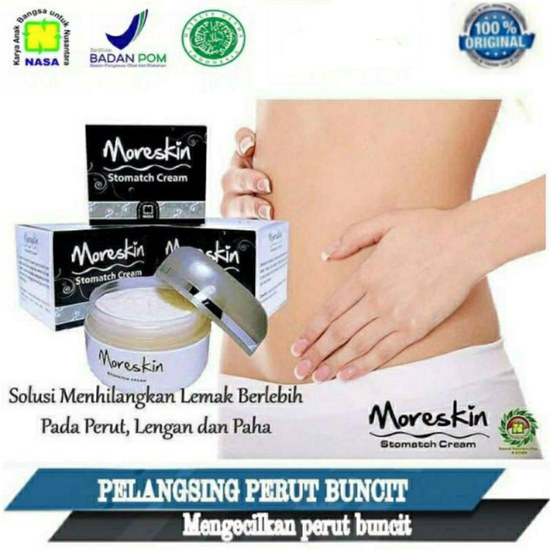 Moreskin Stomach Cream Pembakar Lemak Pengecil Perut Buncit Paha Lengan BPOM Herbal Pria Wanita Krim