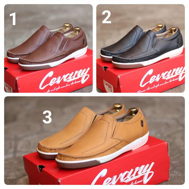 SEPATU SLIP ON KULIT CEVANY ORIGINAL