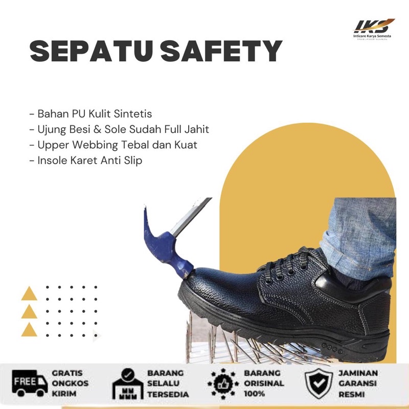 Sepatu Safety Kulit Ujung Besi Full Jahit