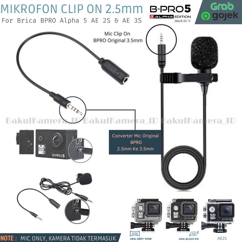 Mikrofon Brica Bpro 5 Alpha Editon Mark 2S / Brica Bpro AE 3S Mic External Clip ON 2.5mm