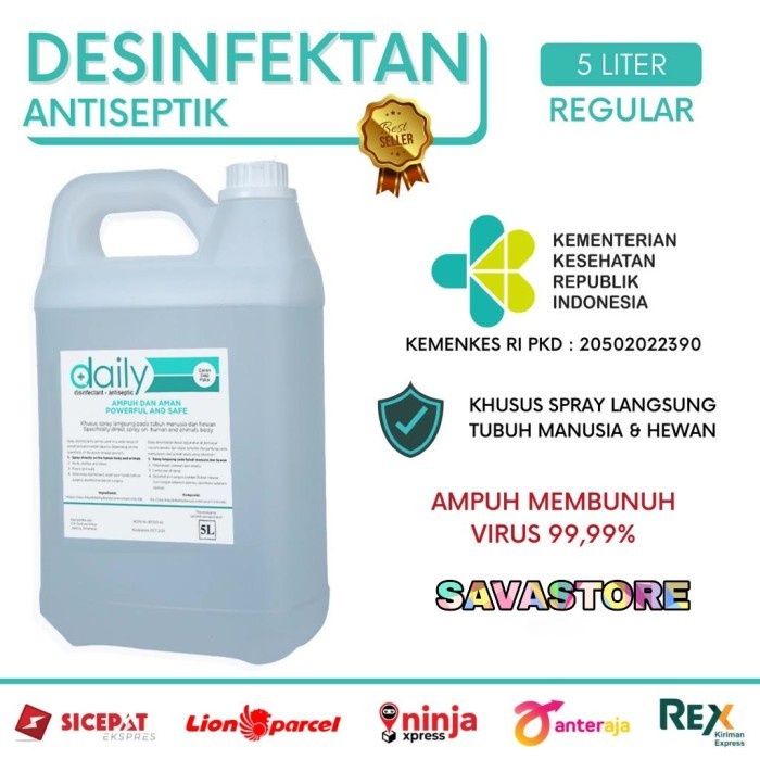 DESINFEKTAN DAILY REGULER DISINFEKTAN ANTISEPTIC 5 LITER 5L DISINFECTAN ANTI VIRUS ANTI BACTERIAL