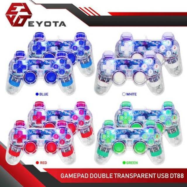 Gamepad Double Transparan - Joystik USB Double Controller - Joystick Double