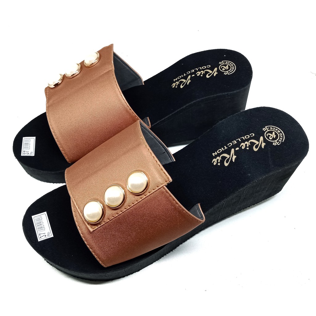 sandal wedges spon wanita kokop/selop permata