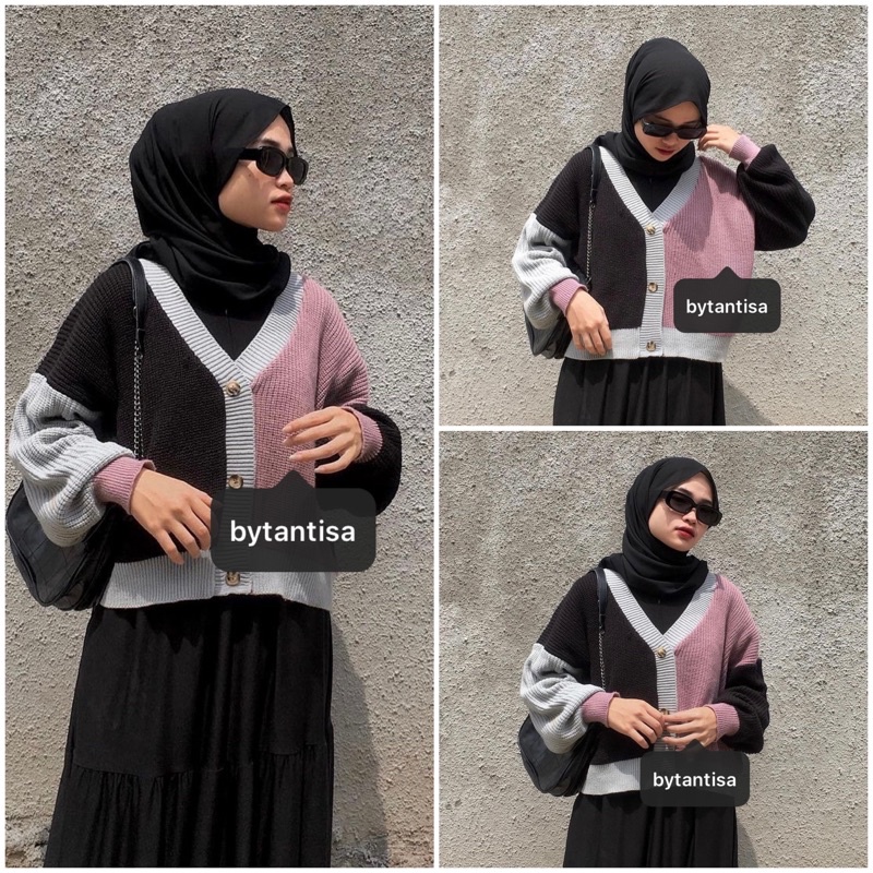 CARDIGAN RAJUT TWIST | OUTER OUTWEAR KNIT MIX WARNA KOMBINASI | CARDYGAN TEBAL PREMIUM HIGH QUALITY-5