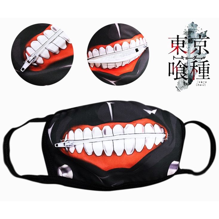 Masker Kaneki Tokyo Ghoul Dengan Resleting Kostum Cosplay Halloween