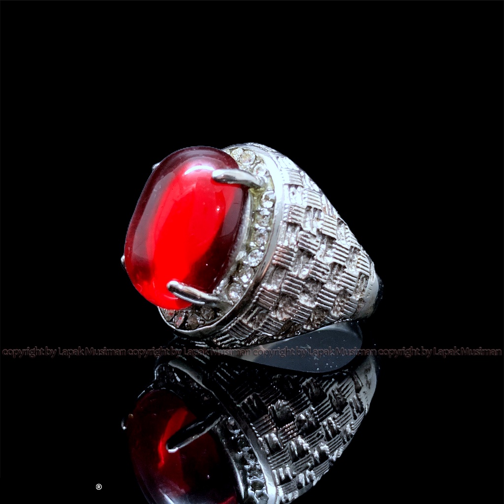 [Bayar di Tempat] Cincin Pria Batu Merah Siam Ring Titanium