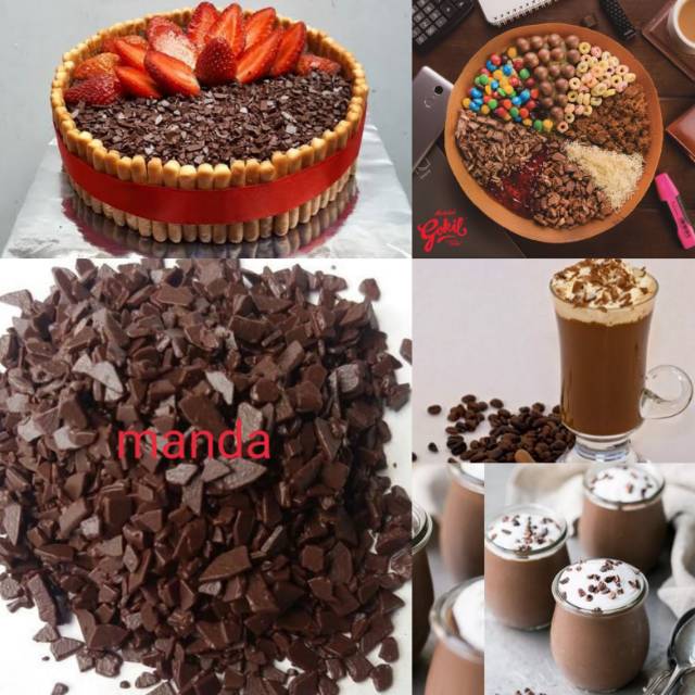 

Caribe choco dark flake coklat tabur topping minuman topping cake