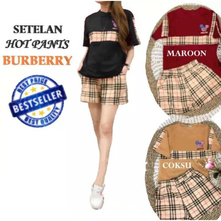 LVB Setelan Kasual Wanita/Celana Pendek/Baju Kaos Wanita/BERRY HOT PANTS Uk.L-XL-XXL-3XL BERRY M