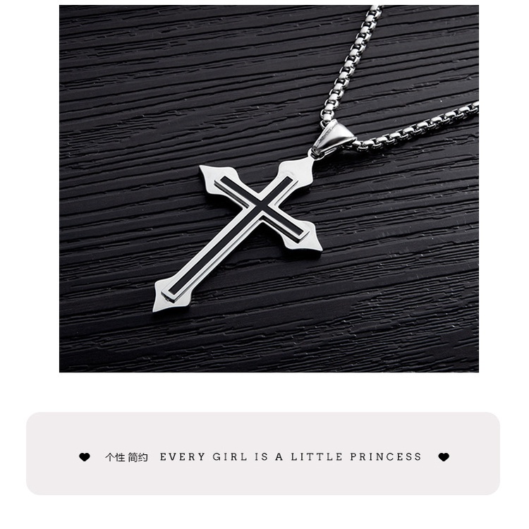 Ins gaya hip hop retro cross titanium steel kalung wanita Harajuku style Yesus liontin aksesoris Kor