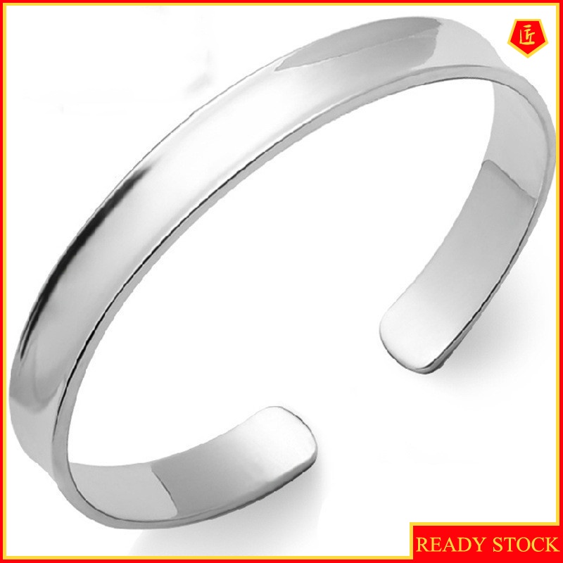 [Ready Stock]Fashion Women's Concave Glossy Silver Bracelet