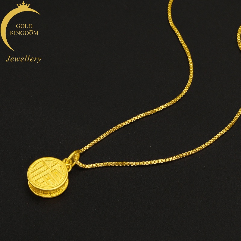 Kalung Lapis Emas Asli Kadar 375 Dengan Liontin Dua Sisi Untuk Pria Dan Wanita