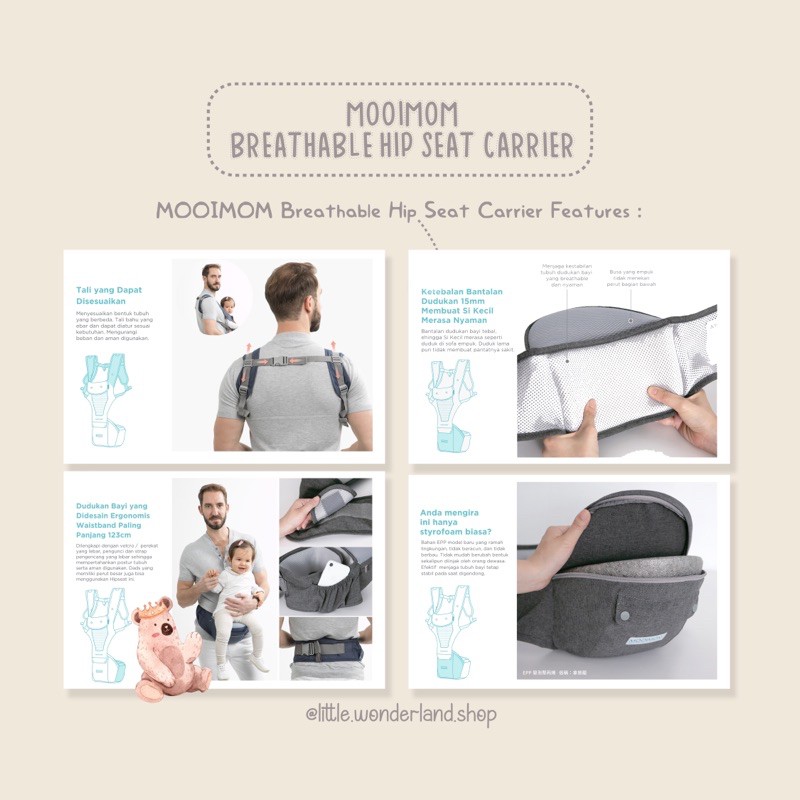 MOOIMOM Breathable Hipseat Carrier Gendongan Bayi