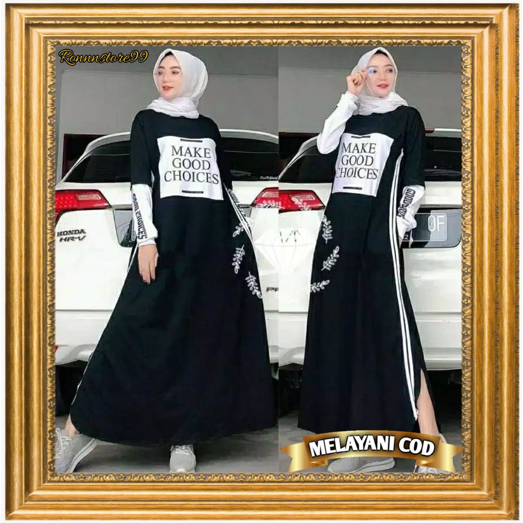 Baju Gamis Wanita Jumbo Dewasa Pesta Lebaran 2021 Kekinian Bahan Babyterry Ukuran XL Ld 112Cm Lebarn