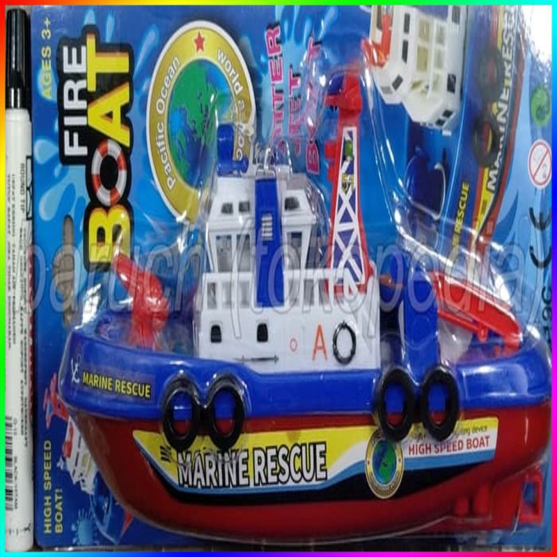 mainan kapal laut fireboat fire water jet boat ship marine rescue toys