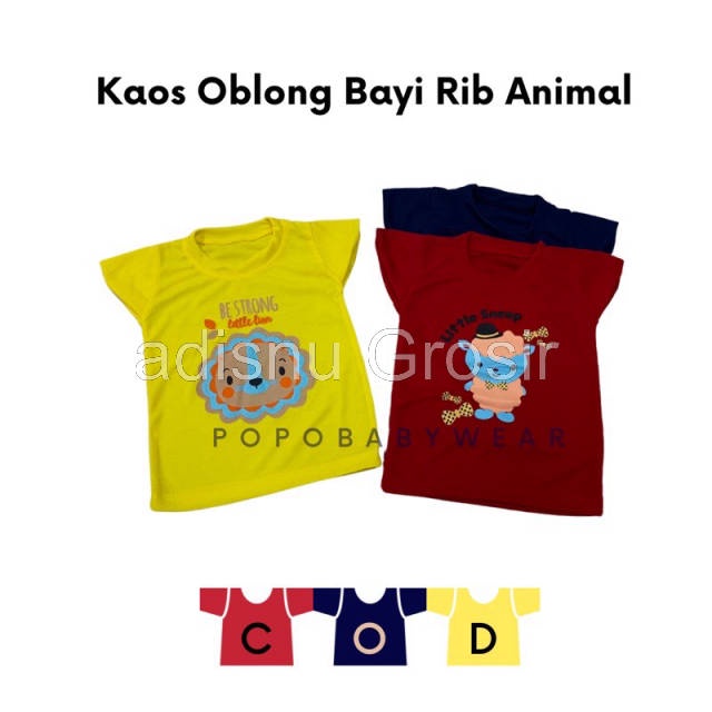 Kaos Oblong Bayi BABY MOTIF ANIMALS Katun Rib