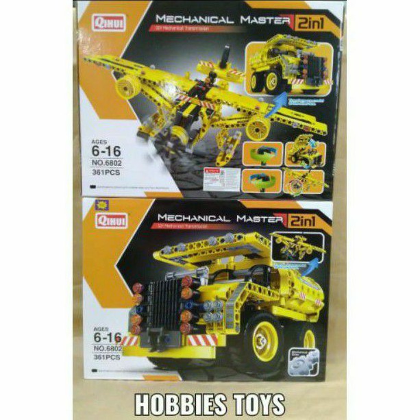 QIHUI 6802 Brick Mechanical Master 2 in 1 Mobil Truk - Pesawat QIHUI6802
