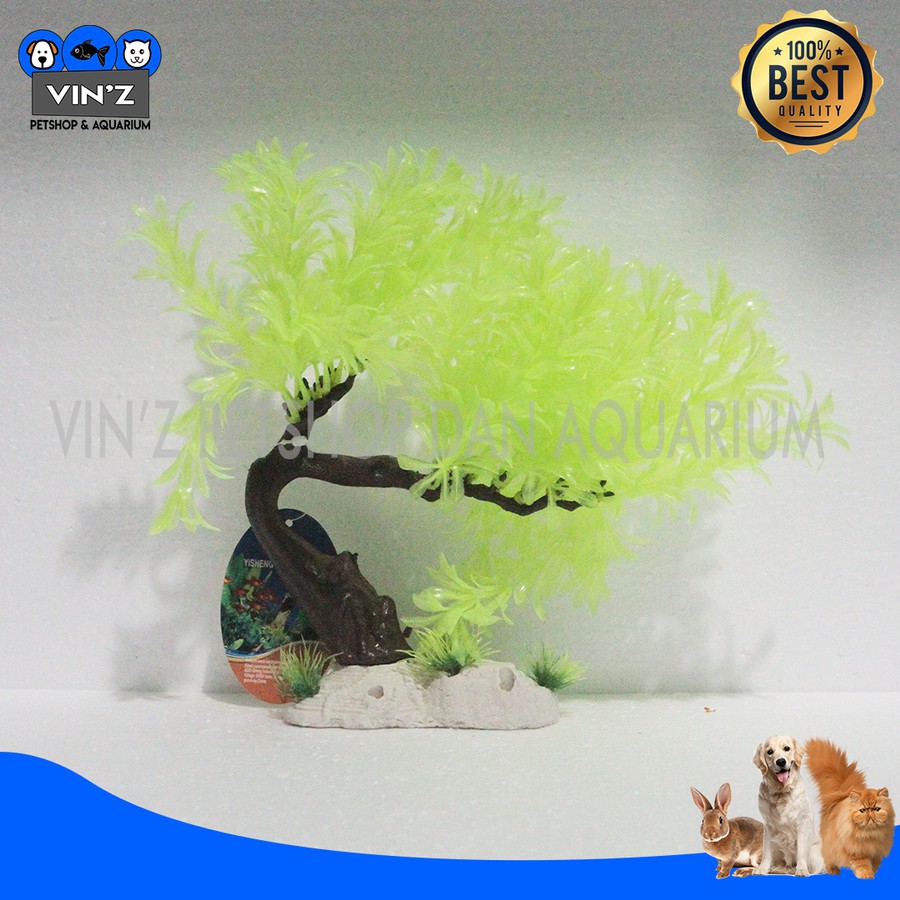 Hiasan Aquarium Pohon Tebing Bonsai Plastik 6703
