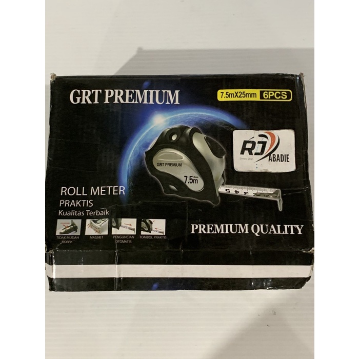 Measuring Tape / Meteran Karet Autostop + Magnet GRT PREMIUM 7,5 Meter