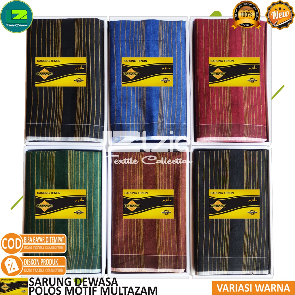 SARUNG DEWASA MOTIF POLOS GARIS GOLD TERBARU