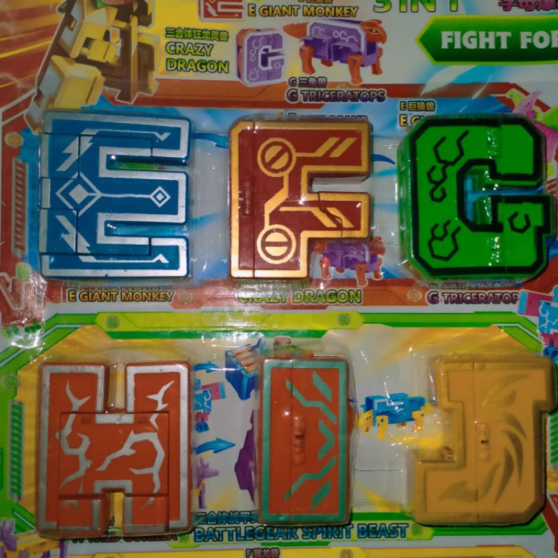 1 pak robot huruf isi 6 huruf/mainan robot huruf anak/mainan edukatif robot huruf