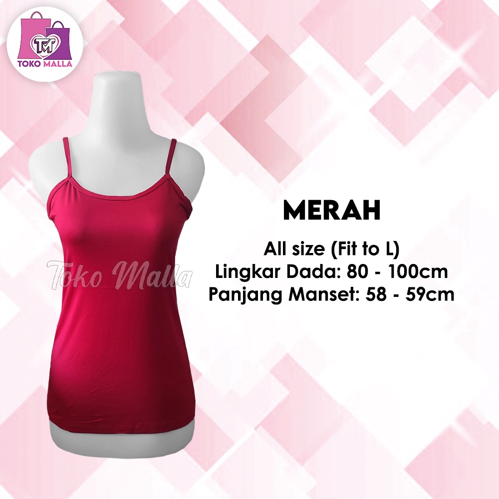 Camisol PREMIUM Tanktop Renda Tali Kecil, Tanktop Wanita Camisol Tali Kecil Camisole slim Ready stok-Merah/Cabe