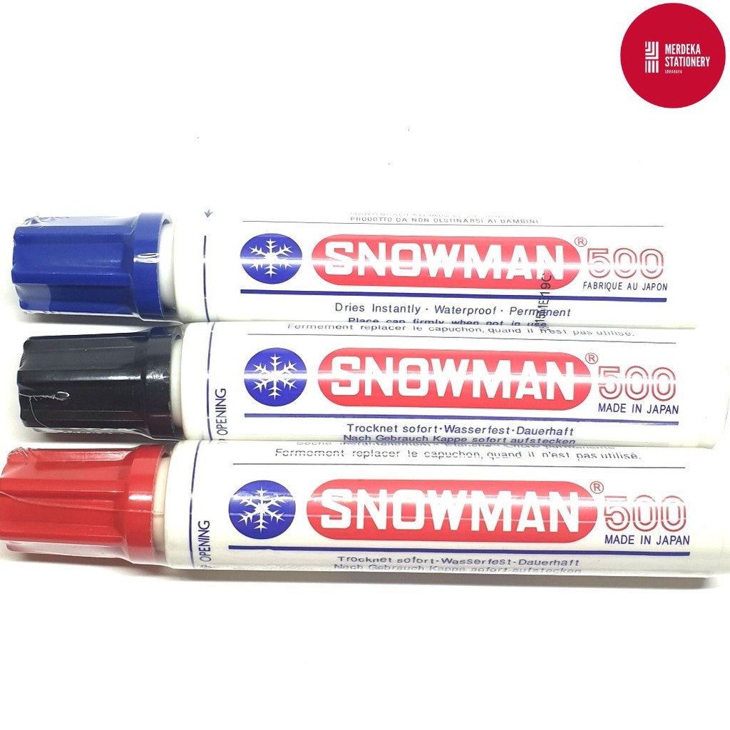 

Spidol/Sepidol/Marker Permanen Snowman JUMBO MARKER 500(HITAM/BIRU/MERAH)