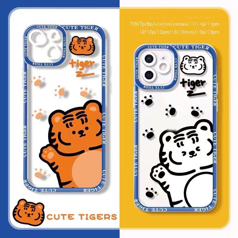 Soft Case Silikon Transparan Motif Harimau Untuk IPhone 11 XS XR X 8 7 6 Plus Mini 14 13 12 Pro Max