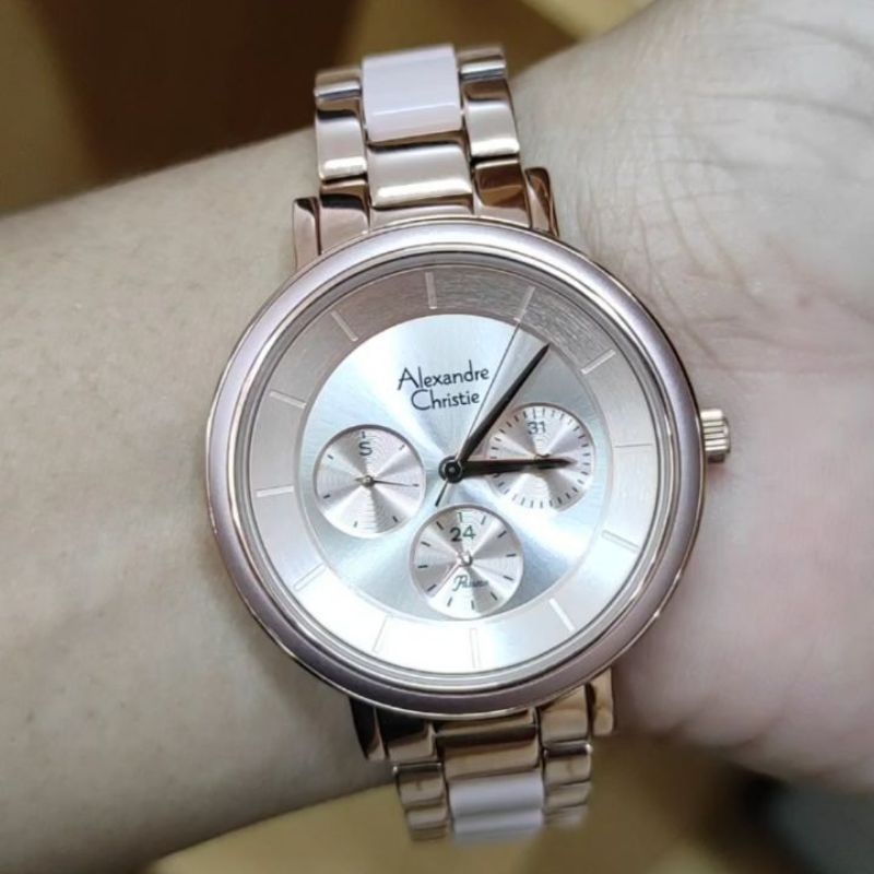 jam tangan alexandre christie keramik 2918 original