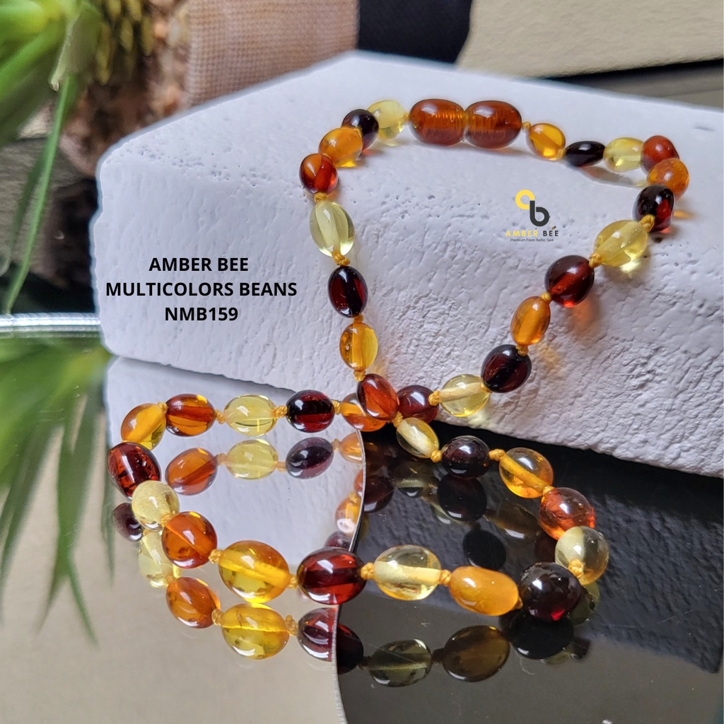 Kalung Amber Bayi Premium Glossy Multicolor Beans NMB159 By Amber Bee