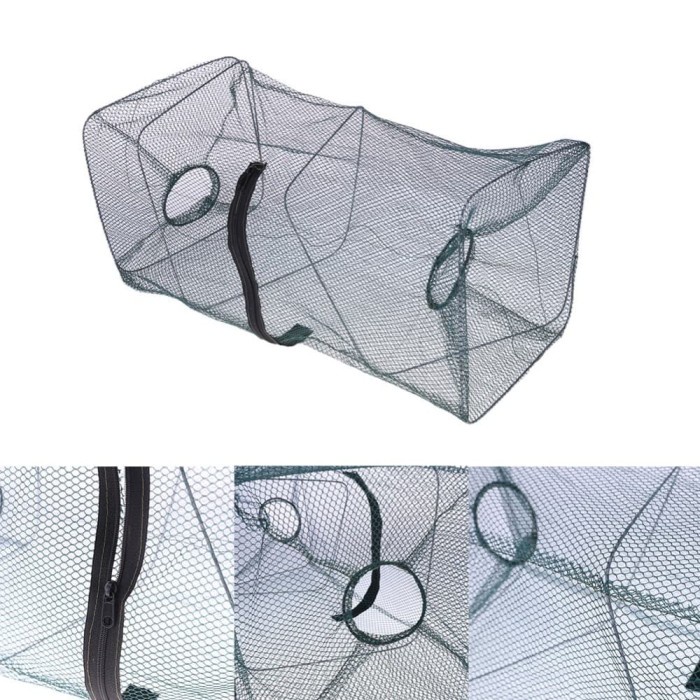 Jaring Pancing Ikan Udang Fishing Net Cage Foldable 48x24x24cm