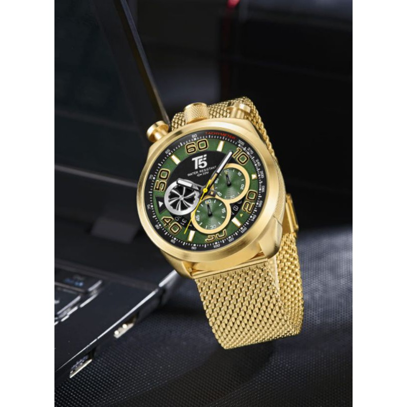 Jam Tangan Pria T5 H3748 3748 Original Mesh Strap Chrono Stopwatch