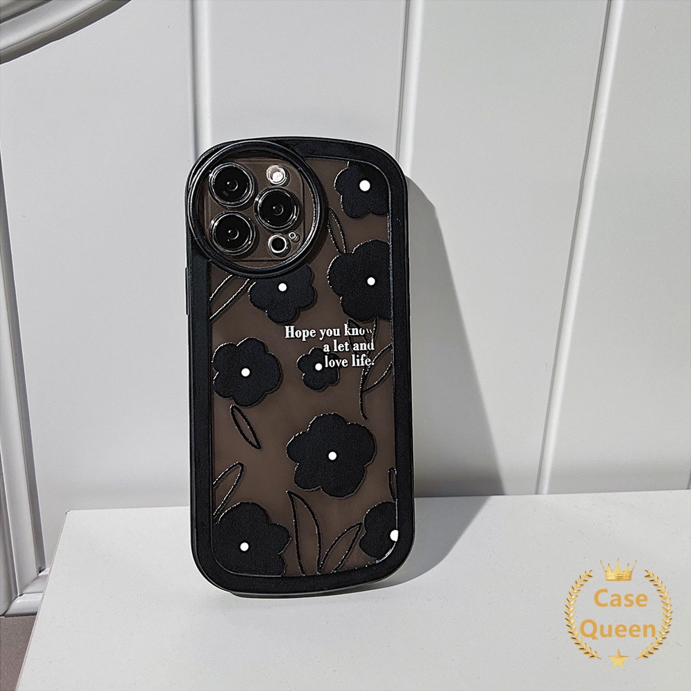 Soft Case Silikon TPU Motif Bunga Hitam Untuk iPhone 8Plus 7plus XR 11 12 13 Pro MAX 7 8 Plus X 6 6S Plus XS MAX SE 2020