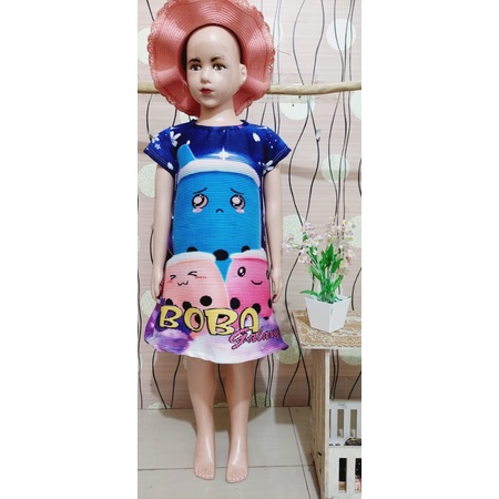 TERBARU DRESS TURUN NAIK MOTIF BOBA VIRAL TIKTOK  Dress Anak 3-8 THN Tahun Baju Turun Naik lagi vira