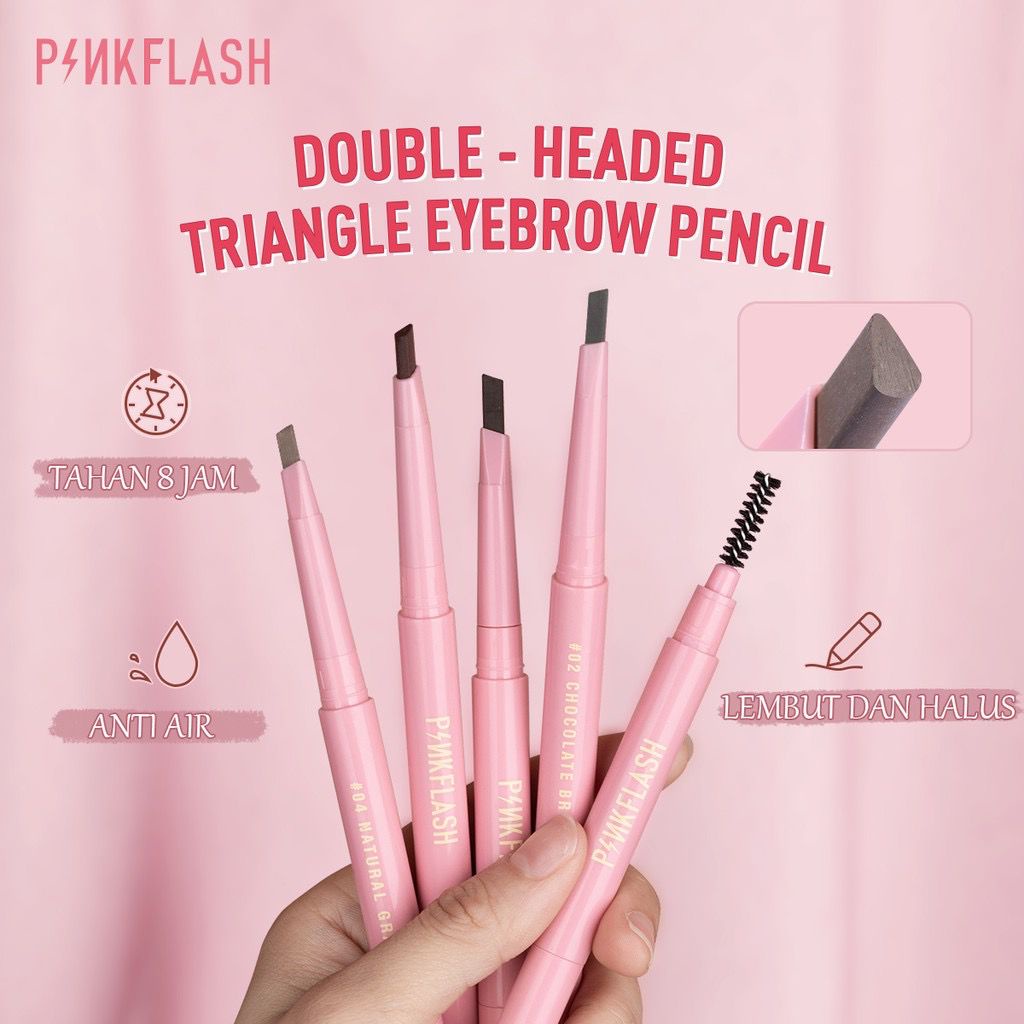 Pinkflash OhMyEmoji Automatic Eyebrow Pen Pencil Lasting 8 jam PFE09 Waterproof Pigmented Easy Blend Soft Durable Fiber Rotating Brush Pensil Alis Halis